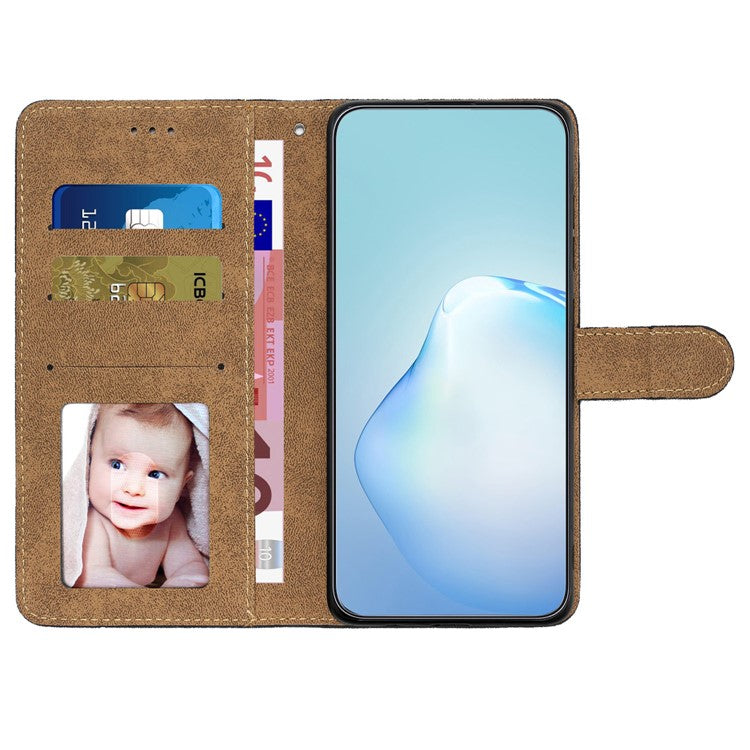 For iPhone 16 Pro Case Crazy Horse Texture PU Leather Wallet Stand Phone Cover - Brown