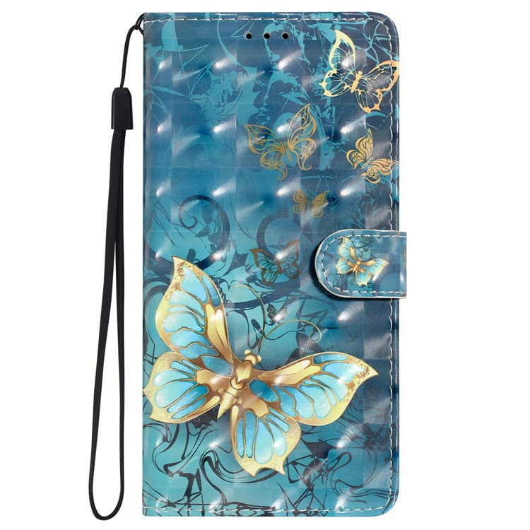 For iPhone 16 Plus Case PU Leather 3D Pattern Printing Wallet Phone Cover - Butterfly