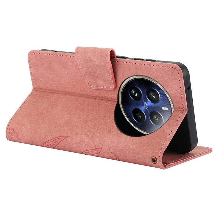SY-001 For Realme 12 Pro 5G / 12 Pro+ 5G Case with Wrist Strap Butterfly Flower Leather Phone Cover Folio Wallet - Pink
