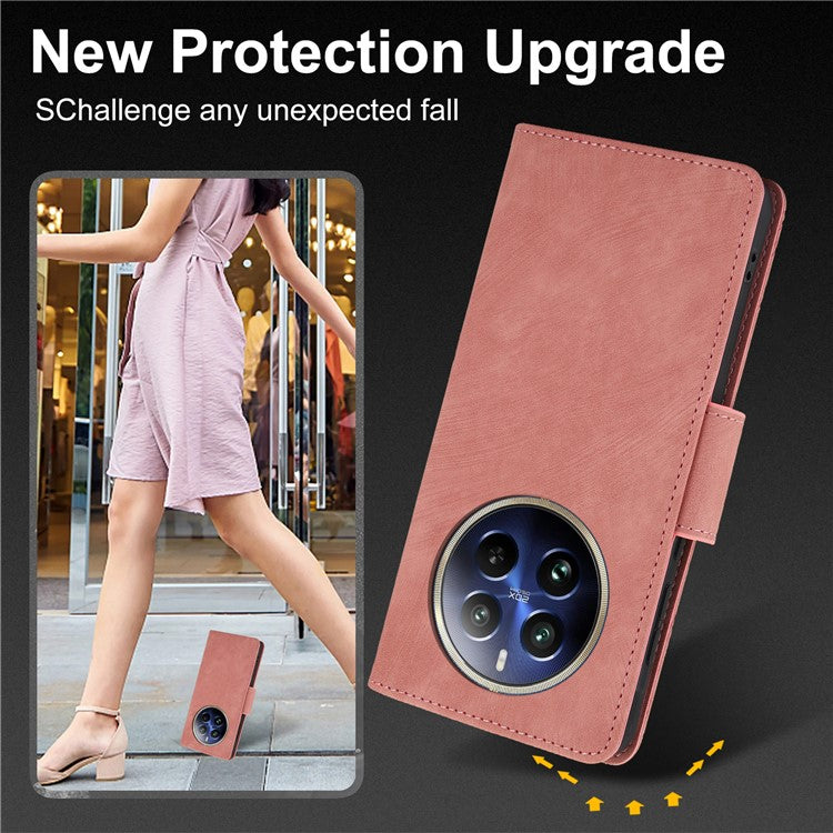 SY-001 For Realme 12 Pro 5G / 12 Pro+ 5G Case with Wrist Strap Butterfly Flower Leather Phone Cover Folio Wallet - Pink