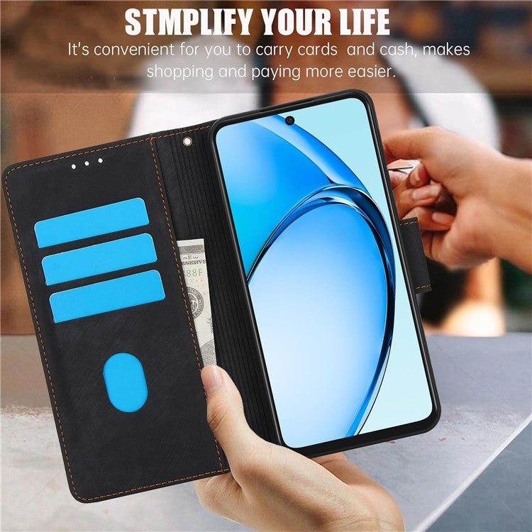 SY-001 For Realme 12 Pro 5G / 12 Pro+ 5G Case with Wrist Strap Butterfly Flower Leather Phone Cover Folio Wallet - Black