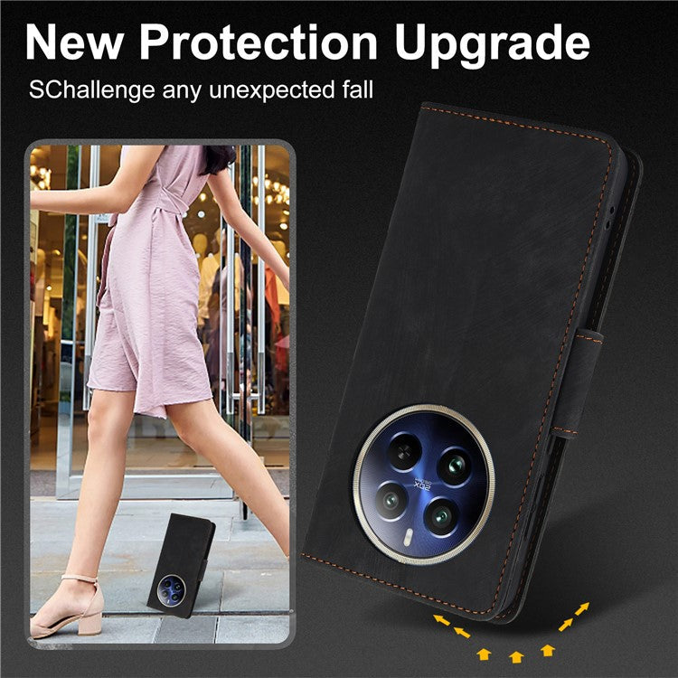 SY-001 For Realme 12 Pro 5G / 12 Pro+ 5G Case with Wrist Strap Butterfly Flower Leather Phone Cover Folio Wallet - Black