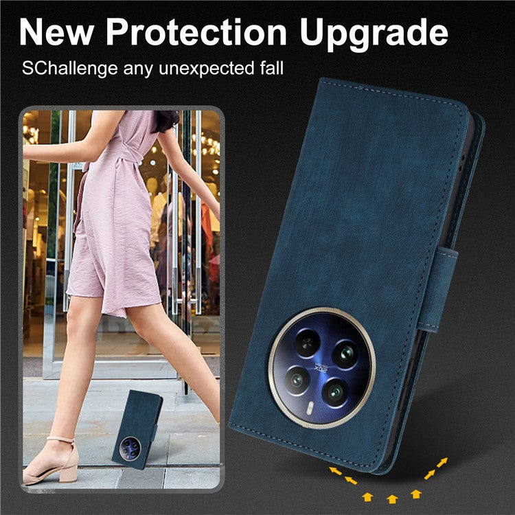 SY-001 For Realme 12 Pro 5G / 12 Pro+ 5G Case with Wrist Strap Butterfly Flower Leather Phone Cover Folio Wallet - Blue