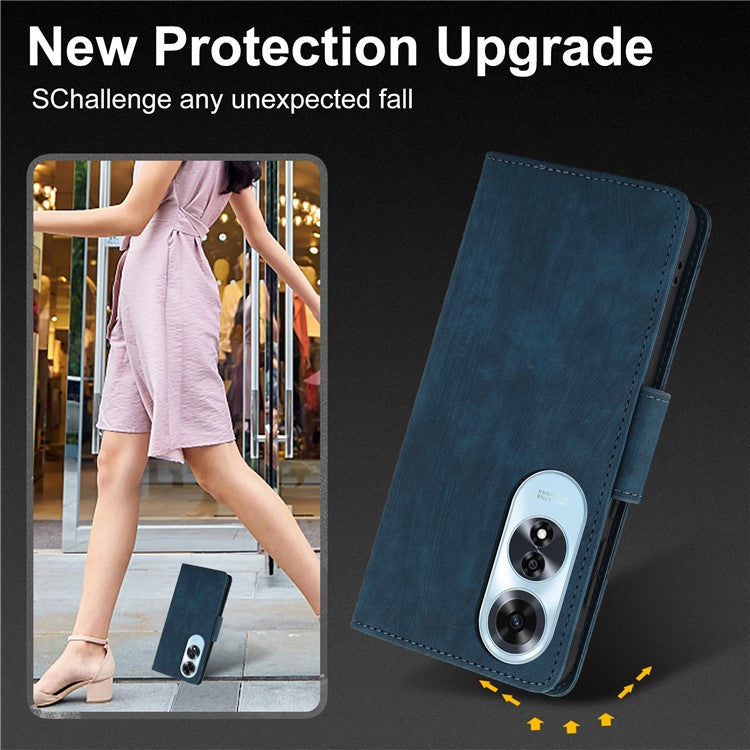 SY-001 For Oppo A60 4G Case with Hand Strap Butterfly Flower Leather Wallet Phone Cover - Blue