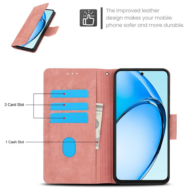 SY-001 For Oppo A60 4G Case with Hand Strap Butterfly Flower Leather Wallet Phone Cover - Pink