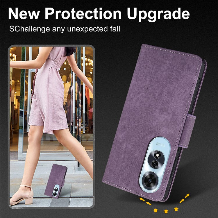 SY-001 For Oppo A60 4G Case with Hand Strap Butterfly Flower Leather Wallet Phone Cover - Purple