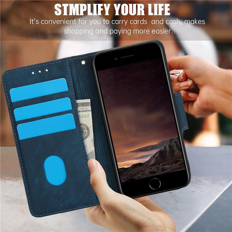 SY-001 For iPhone 16e Case Butterfly Flower Anti-Scratch Leather Phone Cover - Blue