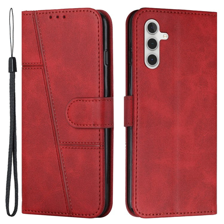 For Samsung Galaxy M55 5G / C55 5G Phone Case Anti-scratch PU Leather Stand Wallet Cover - Red