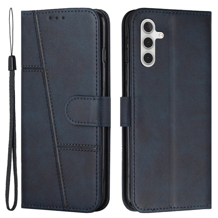 For Samsung Galaxy M55 5G / C55 5G Phone Case Anti-scratch PU Leather Stand Wallet Cover - Sapphire