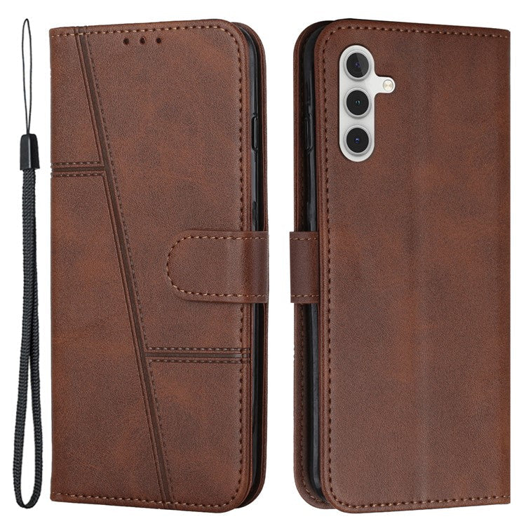 For Samsung Galaxy M55 5G / C55 5G Phone Case Anti-Scratch PU Leather Stand Wallet Cover - Brown