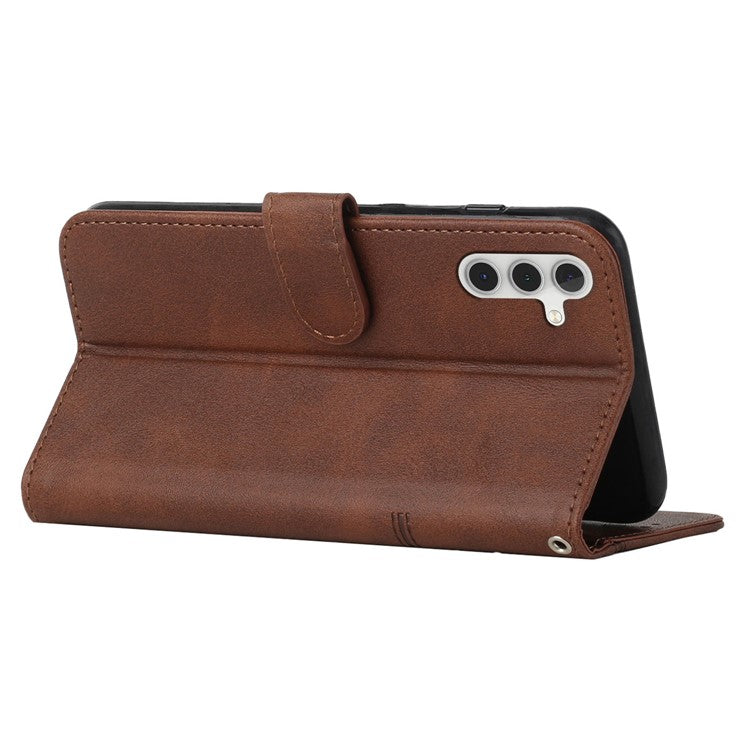 For Samsung Galaxy M55 5G / C55 5G Phone Case Anti-Scratch PU Leather Stand Wallet Cover - Brown