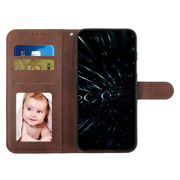 For Samsung Galaxy M55 5G / C55 5G Phone Case Anti-Scratch PU Leather Stand Wallet Cover - Brown