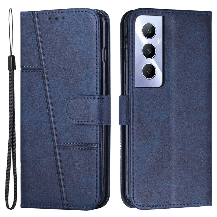 For Realme C65 4G Case Calf Texture PU Leather Full Protection Cell Phone Cover - Sapphire