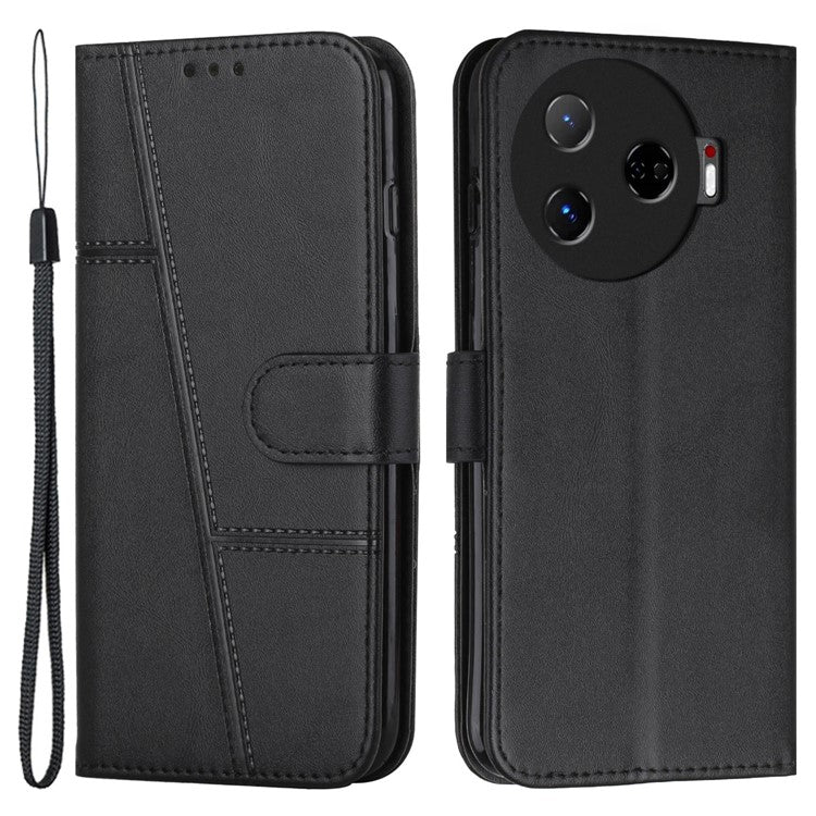For TECNO Camon 30 Pro 5G Phone Case Anti-Scratch PU Leather Stand Wallet Cover - Black