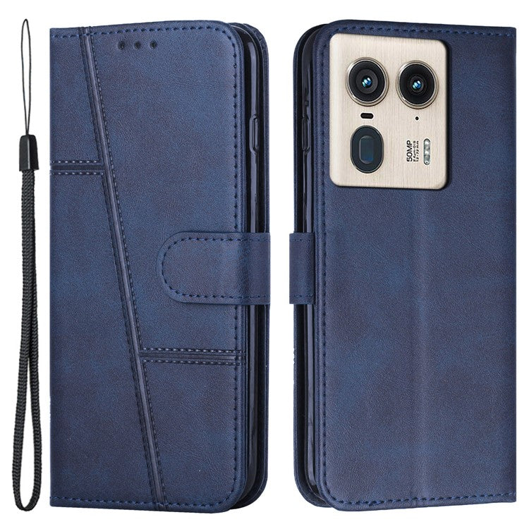 For Motorola Edge 50 Ultra 5G / Moto X50 Ultra 5G Case PU Leather Calf Texture Phone Cover with Stand - Sapphire