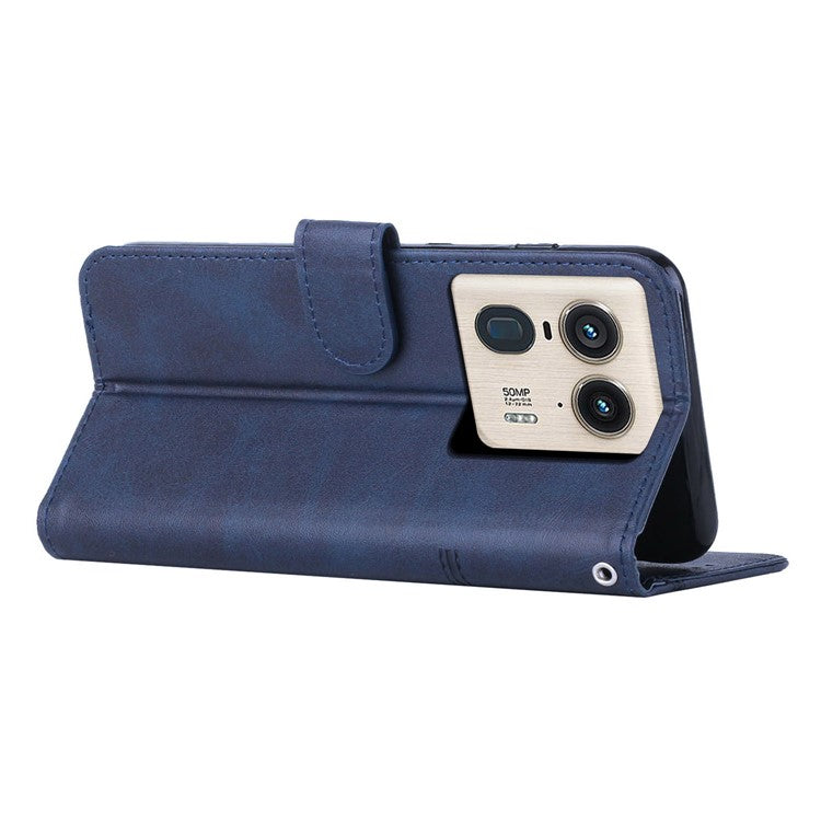 For Motorola Edge 50 Ultra 5G / Moto X50 Ultra 5G Case PU Leather Calf Texture Phone Cover with Stand - Sapphire