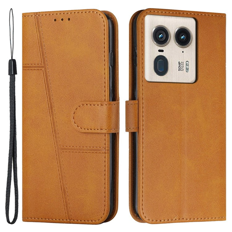 For Motorola Edge 50 Ultra 5G / Moto X50 Ultra 5G Case PU Leather Calf Texture Phone Cover with Stand - Yellow