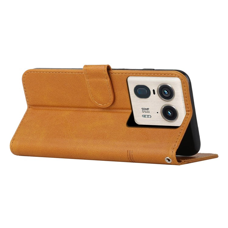 For Motorola Edge 50 Ultra 5G / Moto X50 Ultra 5G Case PU Leather Calf Texture Phone Cover with Stand - Yellow