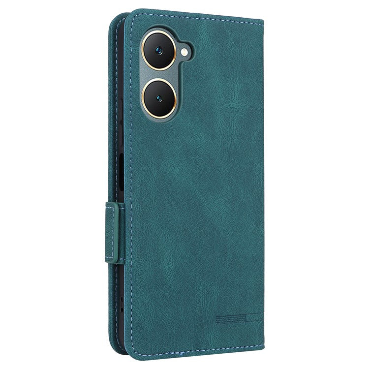 For vivo Y03 / Y18 4G Case Viewing Stand Hardware Decor Leather Phone Cover - Blue