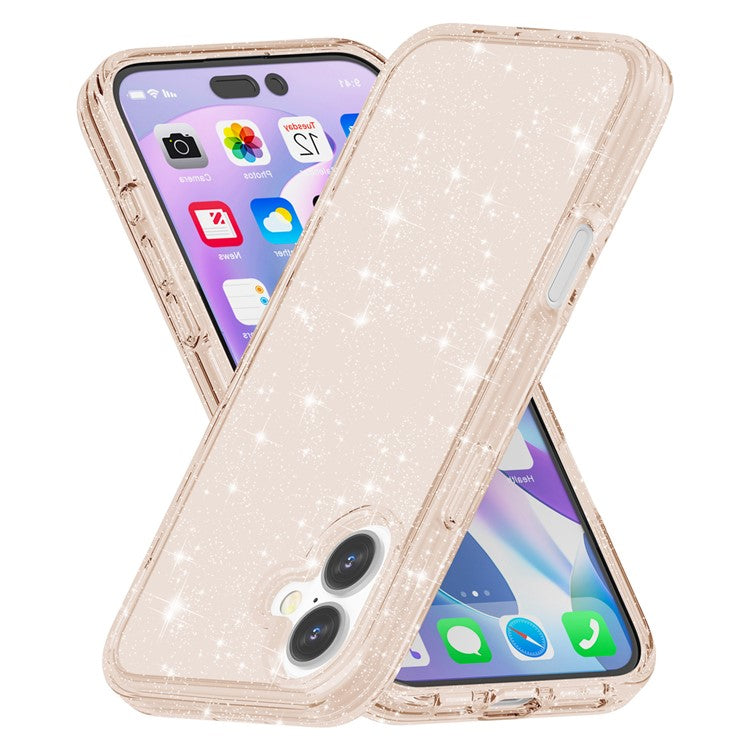 For iPhone 16 Plus Case Sparkly Glitter PC+TPU Phone Cover - Gold