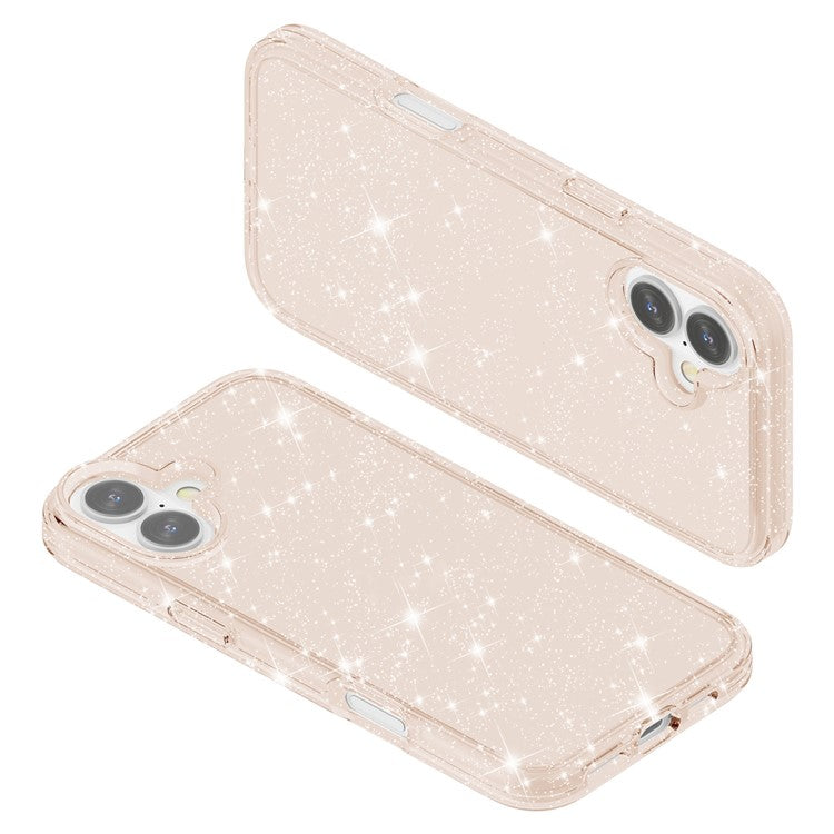 For iPhone 16 Plus Case Sparkly Glitter PC+TPU Phone Cover - Gold