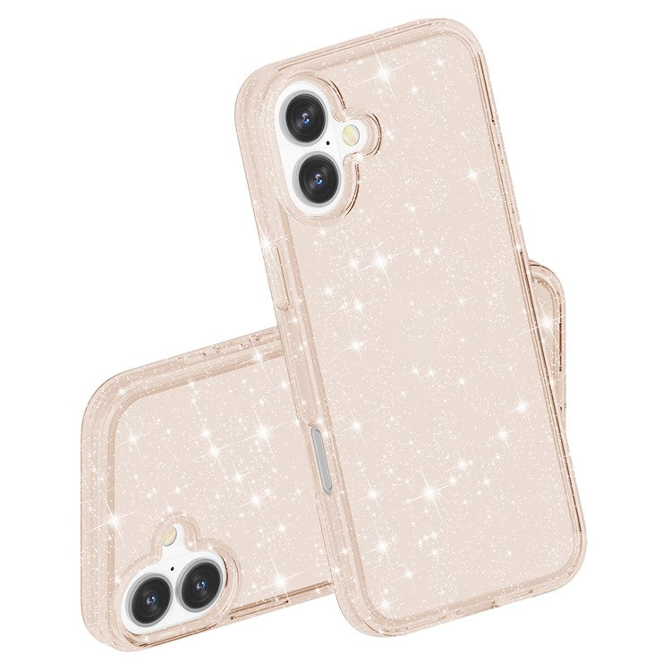 For iPhone 16 Plus Case Sparkly Glitter PC+TPU Phone Cover - Gold
