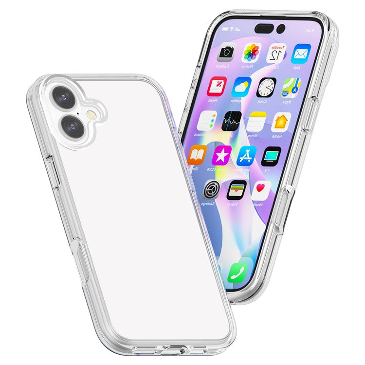 For iPhone 16 Case PC + TPU Anti-scratch Clear Phone Cover - Transparent White