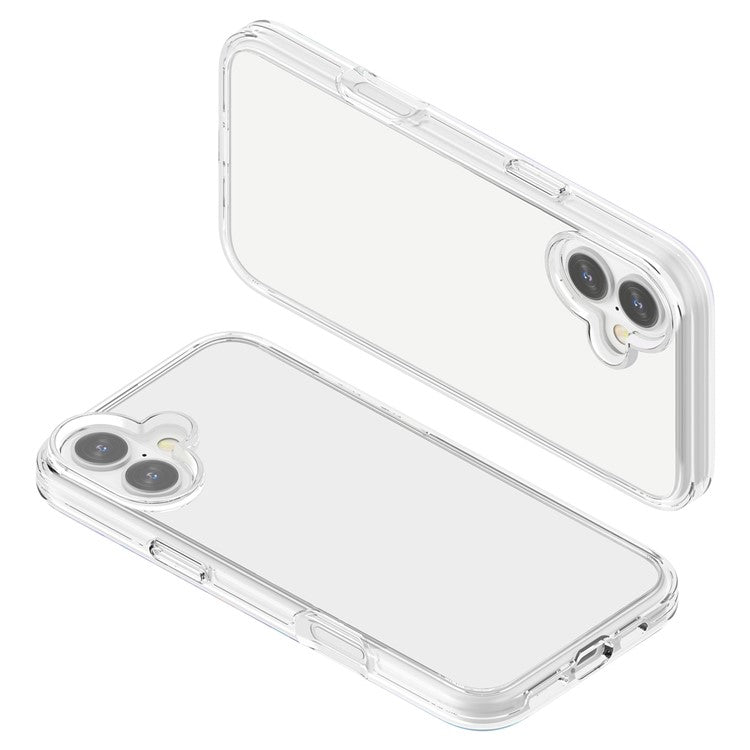 For iPhone 16 Case PC + TPU Anti-scratch Clear Phone Cover - Transparent White
