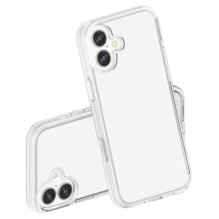 For iPhone 16 Case PC + TPU Anti-scratch Clear Phone Cover - Transparent White