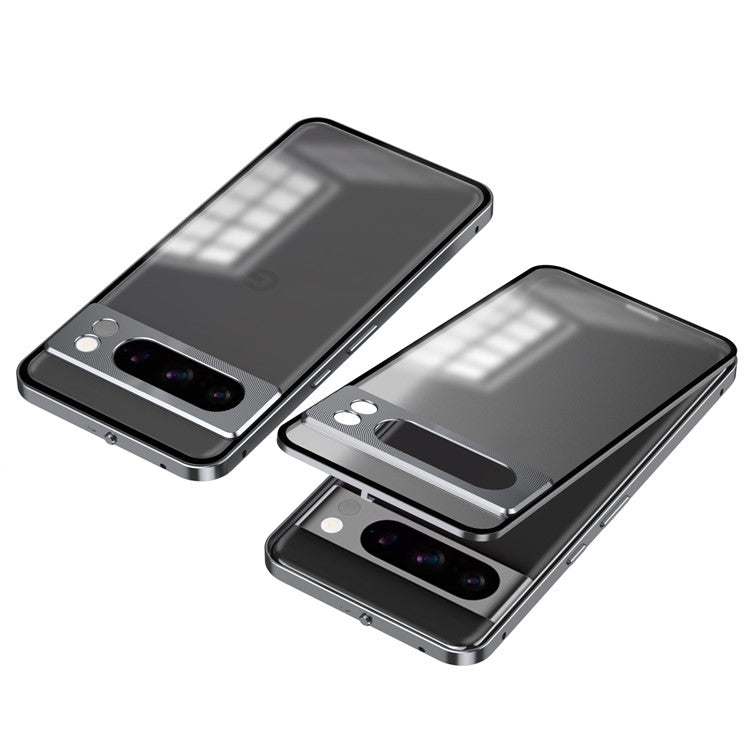 For Google Pixel 8 Pro Phone Case Pop-Up Snap Lock Aluminium Alloy Frame PC Back Cover - Tarnish