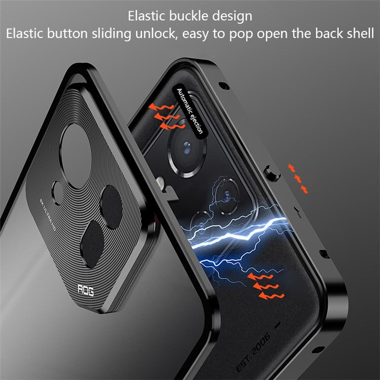 For Asus ROG Phone 8 5G / 8 Pro 5G Case Snap Lock Metal Frame PC Back Matte Phone Cover - Black