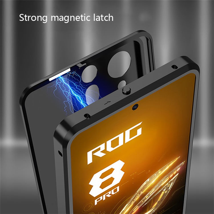 For Asus ROG Phone 8 5G / 8 Pro 5G Case Snap Lock Metal Frame PC Back Matte Phone Cover - Silver