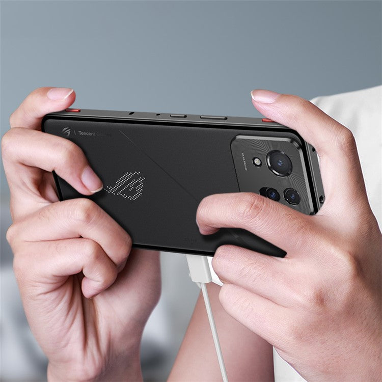 For Asus ROG Phone 8 5G / 8 Pro 5G Case Snap Lock Metal Frame PC Back Matte Phone Cover - Silver