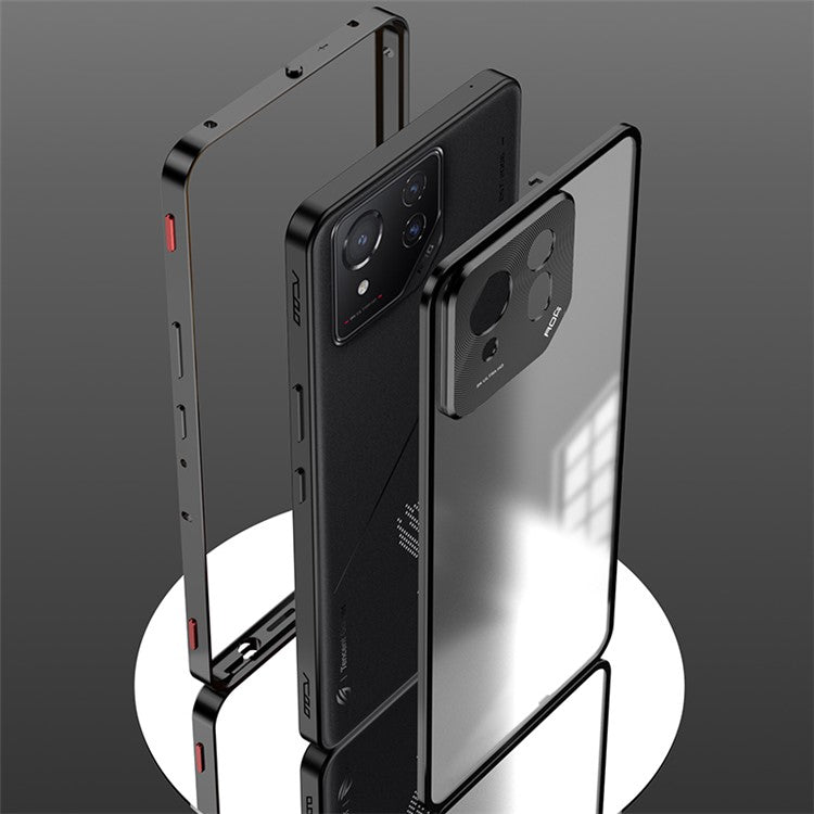 For Asus ROG Phone 8 5G / 8 Pro 5G Case Snap Lock Metal Frame PC Back Matte Phone Cover - Blue