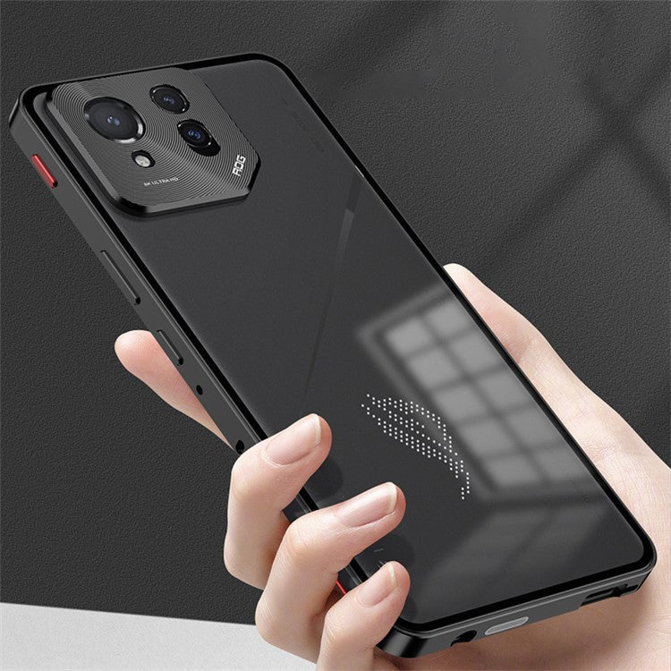 For Asus ROG Phone 8 5G / 8 Pro 5G Case Snap Lock Metal Frame PC Back Matte Phone Cover - Blue