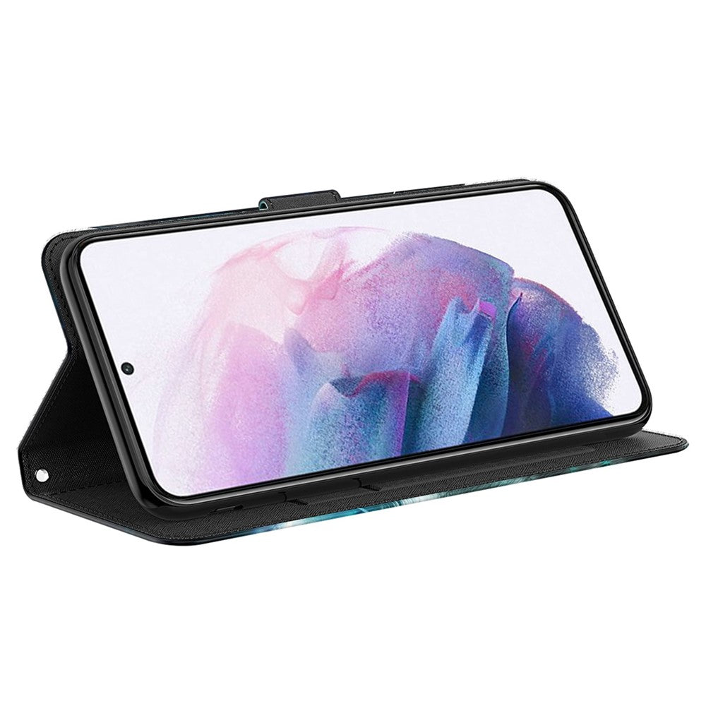 For Samsung Galaxy M33 5G (Global Version) 3D Pattern Printing PU Leather Case Viewing Stand Magnetic Protect Flip Wallet Cover with Strap - Bauhinia Valley