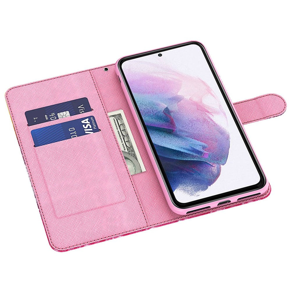 For Samsung Galaxy M33 5G (Global Version) 3D Pattern Printing PU Leather Case Viewing Stand Magnetic Protect Flip Wallet Cover with Strap - Blue Butterflies