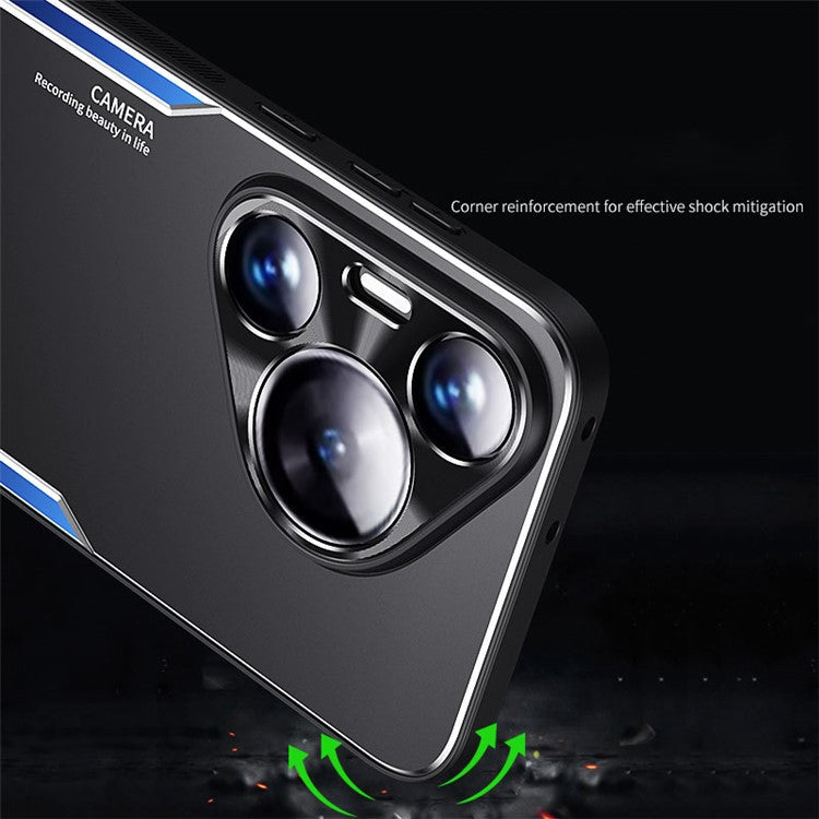 For Huawei Pura 70 Mobile Phone Case Slim-Fit Aluminum Alloy + TPU Phone Cover with Kickstand - Gold