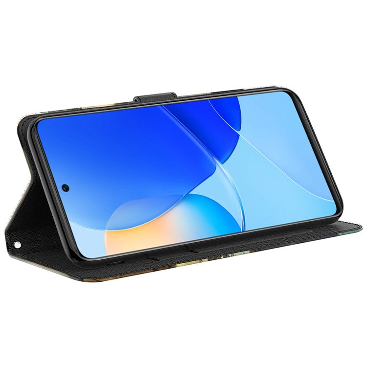For Honor Magic4 Lite 4G / 5G PU Leather Flip Wallet Cover 3D Pattern Printing Stand Feature Magnetic Protective Phone Case with Strap - Cat / Tiger