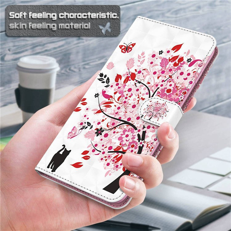 For Honor Magic4 Lite 4G / 5G PU Leather Flip Wallet Cover 3D Pattern Printing Stand Feature Magnetic Protective Phone Case with Strap - Wish Tree