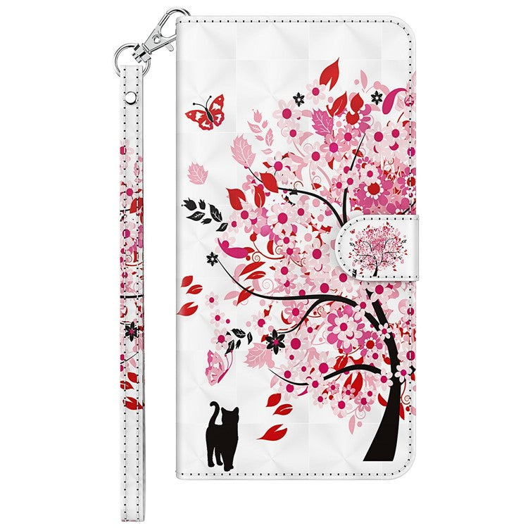 For Honor Magic4 Lite 4G / 5G PU Leather Flip Wallet Cover 3D Pattern Printing Stand Feature Magnetic Protective Phone Case with Strap - Wish Tree