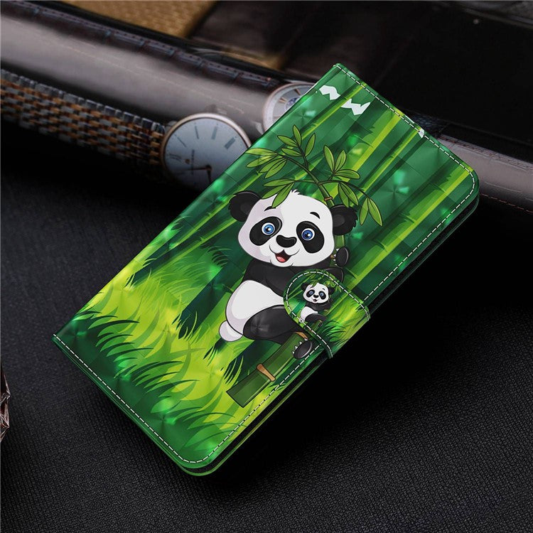 For Honor Magic4 Lite 4G / 5G PU Leather Flip Wallet Cover 3D Pattern Printing Stand Feature Magnetic Protective Phone Case with Strap - Panda Climbing