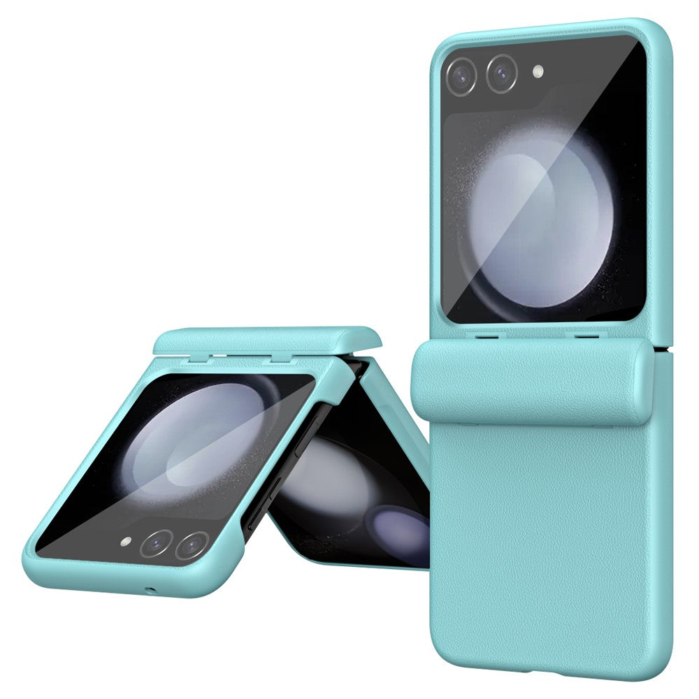 For Samsung Galaxy Z Flip7 FE 5G / Z Flip6 5G / Z Flip5 5G Case Textured Leather + PC Hinge Protection Phone Cover - Green