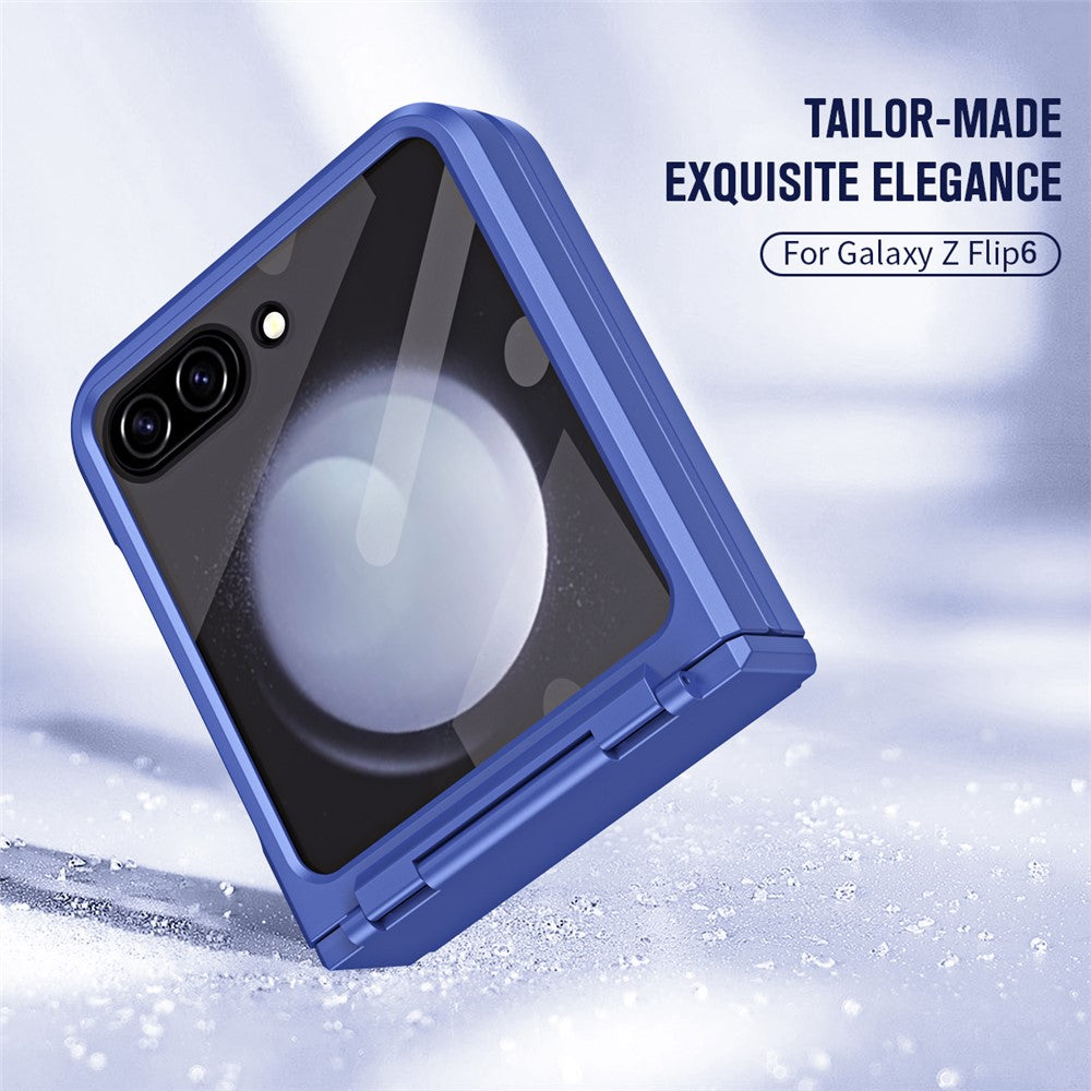 For Samsung Galaxy Z Flip7 FE 5G / Z Flip6 5G / Z Flip5 5G Case Hard PC Non-Slip Phone Cover with Tempered Glass Film - Sapphire