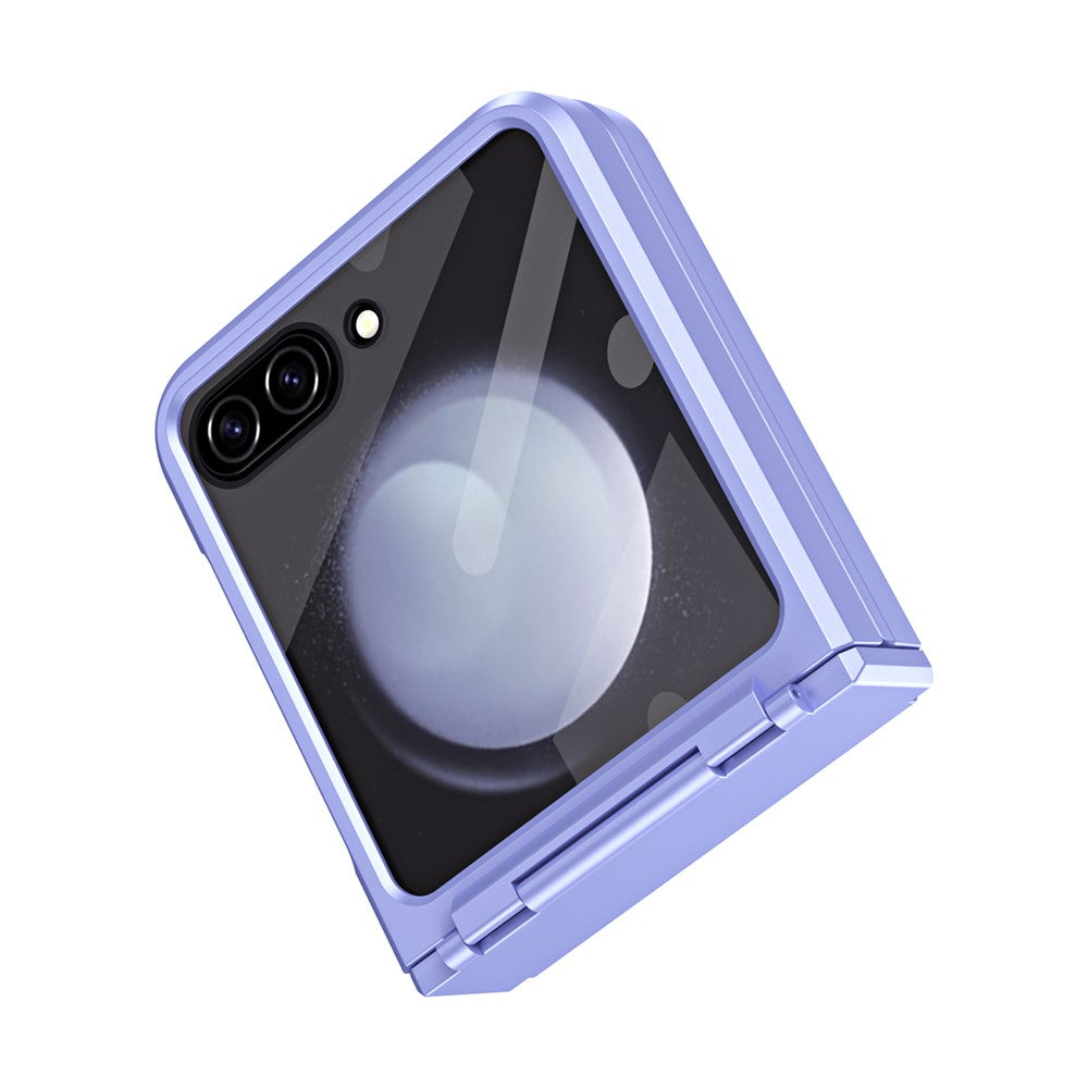 For Samsung Galaxy Z Flip7 FE 5G / Z Flip6 5G / Z Flip5 5G Case Hard PC Non-Slip Phone Cover with Tempered Glass Film - Purple
