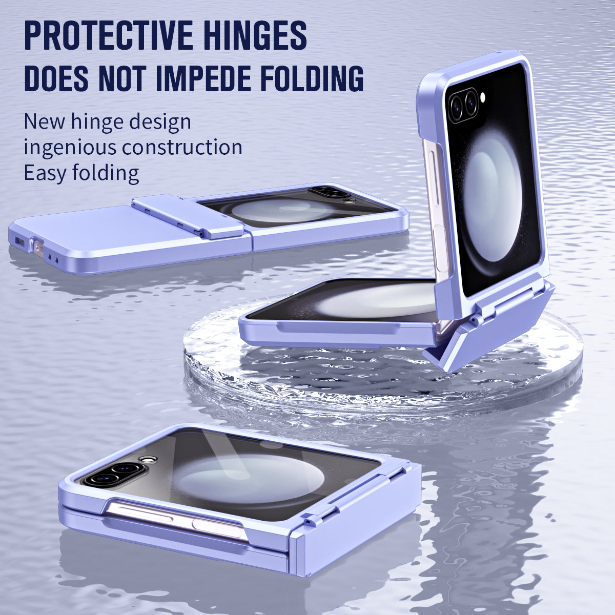 For Samsung Galaxy Z Flip6 5G Case Hard PC Non-Slip Phone Cover with Tempered Glass Film - Purple