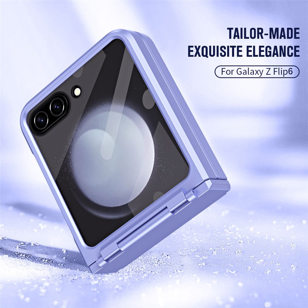 For Samsung Galaxy Z Flip7 FE 5G / Z Flip6 5G / Z Flip5 5G Case Hard PC Non-Slip Phone Cover with Tempered Glass Film - Purple