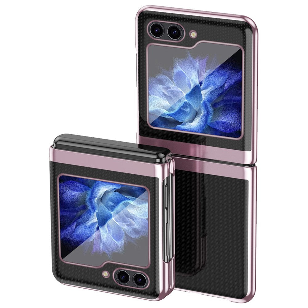 For Samsung Galaxy Z Flip7 FE 5G / Z Flip6 5G / Z Flip5 5G Case Clear PC Electroplating Hard Phone Cover - Rose Gold