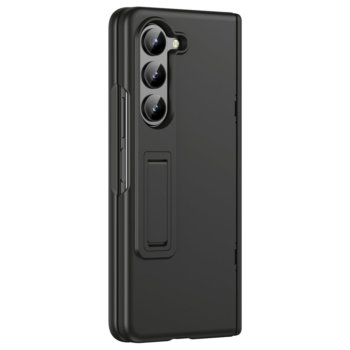 For Samsung Galaxy Z Fold6 5G Case Hard PC Anti-Drop Phone Cover with Kickstand - Black