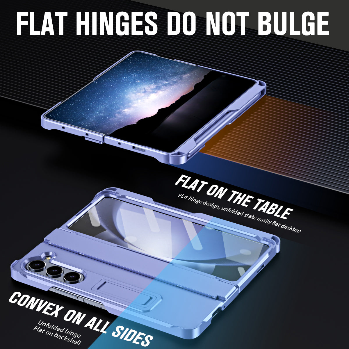 For Samsung Galaxy Z Fold6 5G Case Kickstand Hard PC Phone Cover with Stylus - Purple